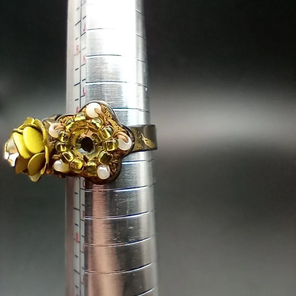 Cottagecore fairy blooming rose floral ring size adjustable R223
